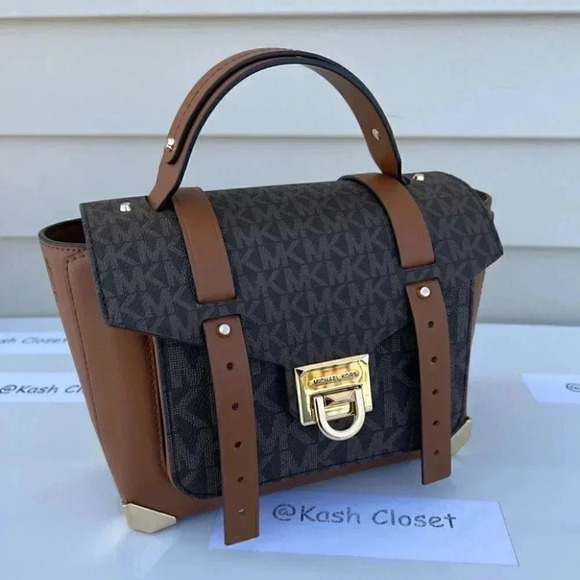 Michael Kors Manhattan Satchel Medium Leather Brown - Picture 1 of 11